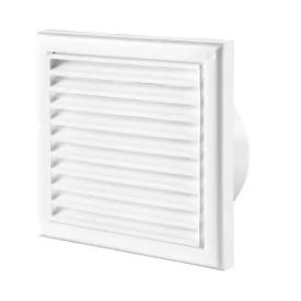Plastic fixed louvre vent with insect screen 186x186 mm white