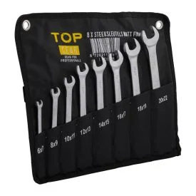 8 x Matt finish open-end wrenches - TOPGEAR