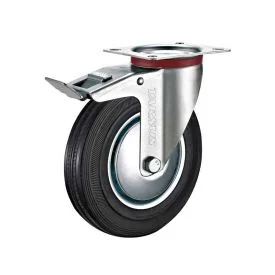 Swivel castor with brake 200 mm black rubber TARSUS