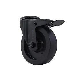 Lenkrolle Ø125 mm mit Bolzenloch und Bremse TPR Schwarz - TARSUS