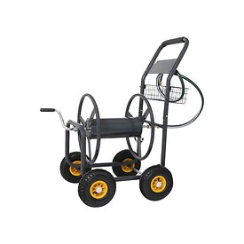 Garden hose reel cart with 4 wheels