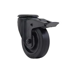 Lenkrolle Ø100 mm mit Bolzenloch und Bremse TPR schwarz - TARSUS