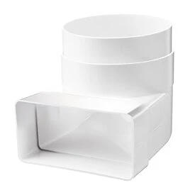 Ventilation duct flat 110x54 mm bend 90° vertical > ø100 mm