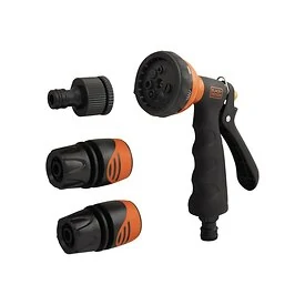 Gartenbrausen-Set Handspritze, Wasserhahnanschluss 1/2 und 3/4 + Kupplungen - BLACK+DECKER