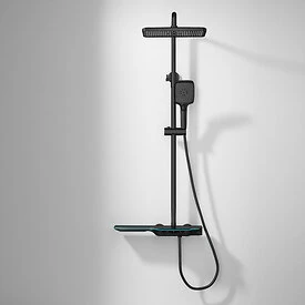 Rain shower set matt black - thermostatic digital LED - QMIX907