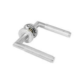 Stainless steel door handles with cylinder rosette - cross diamond motif